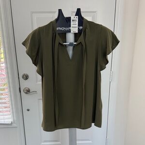 Alfani Olive Women's Flutter Sleeved Blouse